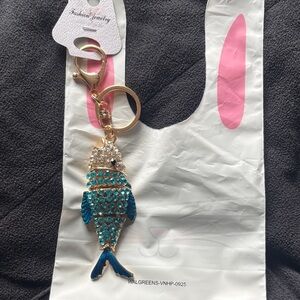 Gold and Blue Fish Keychain